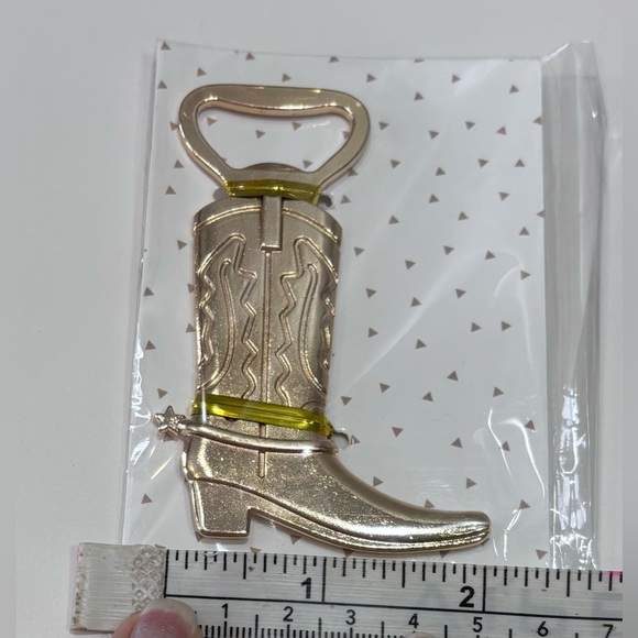 NWT Gold Colored Metal Western Country Cowboy Boot Cowgirl Boot Bottle Opener - Picture 3 of 3